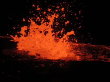 Lava bubbling in the Erta Ale volcano in Ethiopia