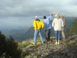 Small group enjoying the view in the Simen Mountains 